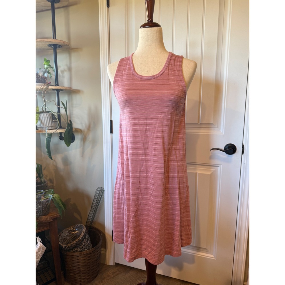 Madewell Striped Tank Dress Rose Pink‎ Tan Striped Sleeveless Casual Size S